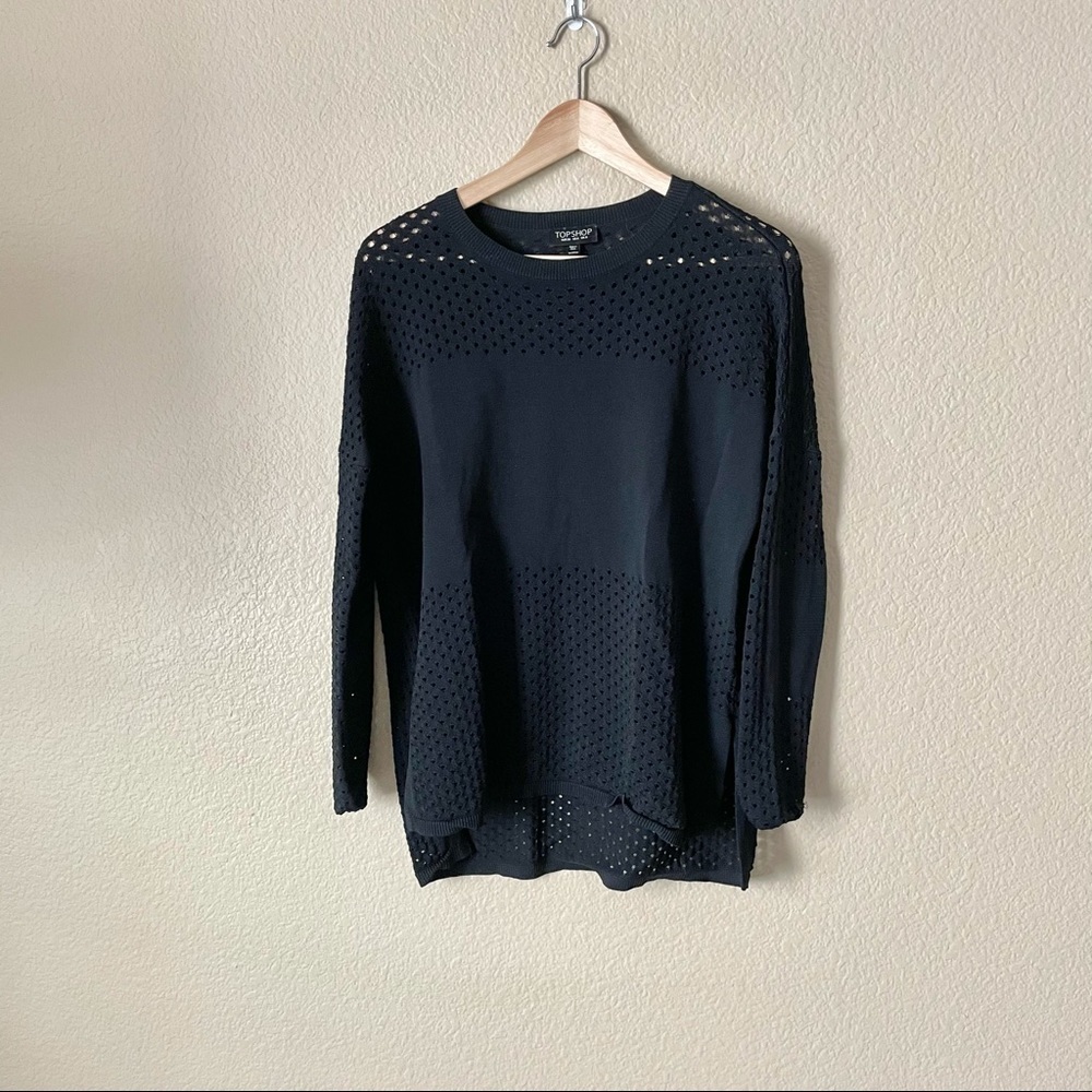 Topshop Paneled Pointelle Sweater - Picture 4 of 6